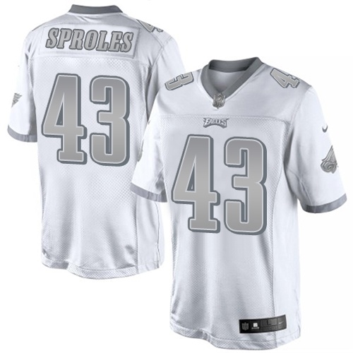 Men's Elite Darren Sproles Nike Jersey White - #43 Platinum NFL Philadelphia Eagles